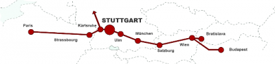 Strecke des alten Orient-Express Paris-Budapest