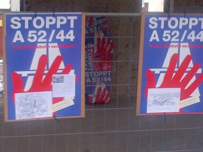 Plakat zum Bürgerentscheid gegen die A52 in Gladebeck