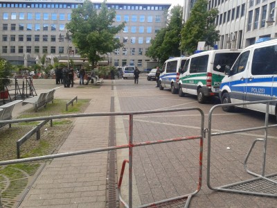 Husemannplatz, Bochum um 15 Uhr: Abgesperrt und Polizeiaufgebot