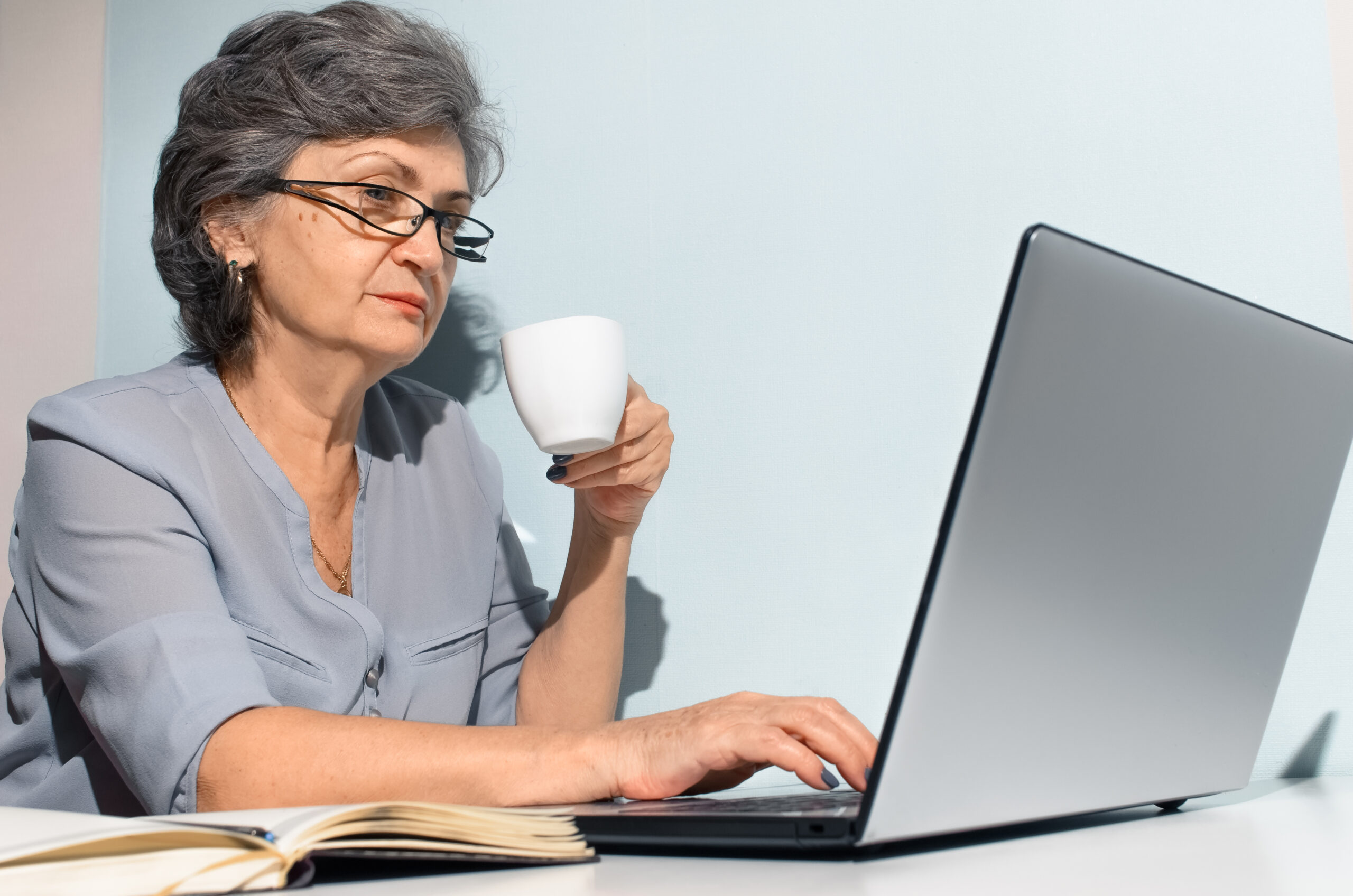 Ältere Frau am Notebook Computer